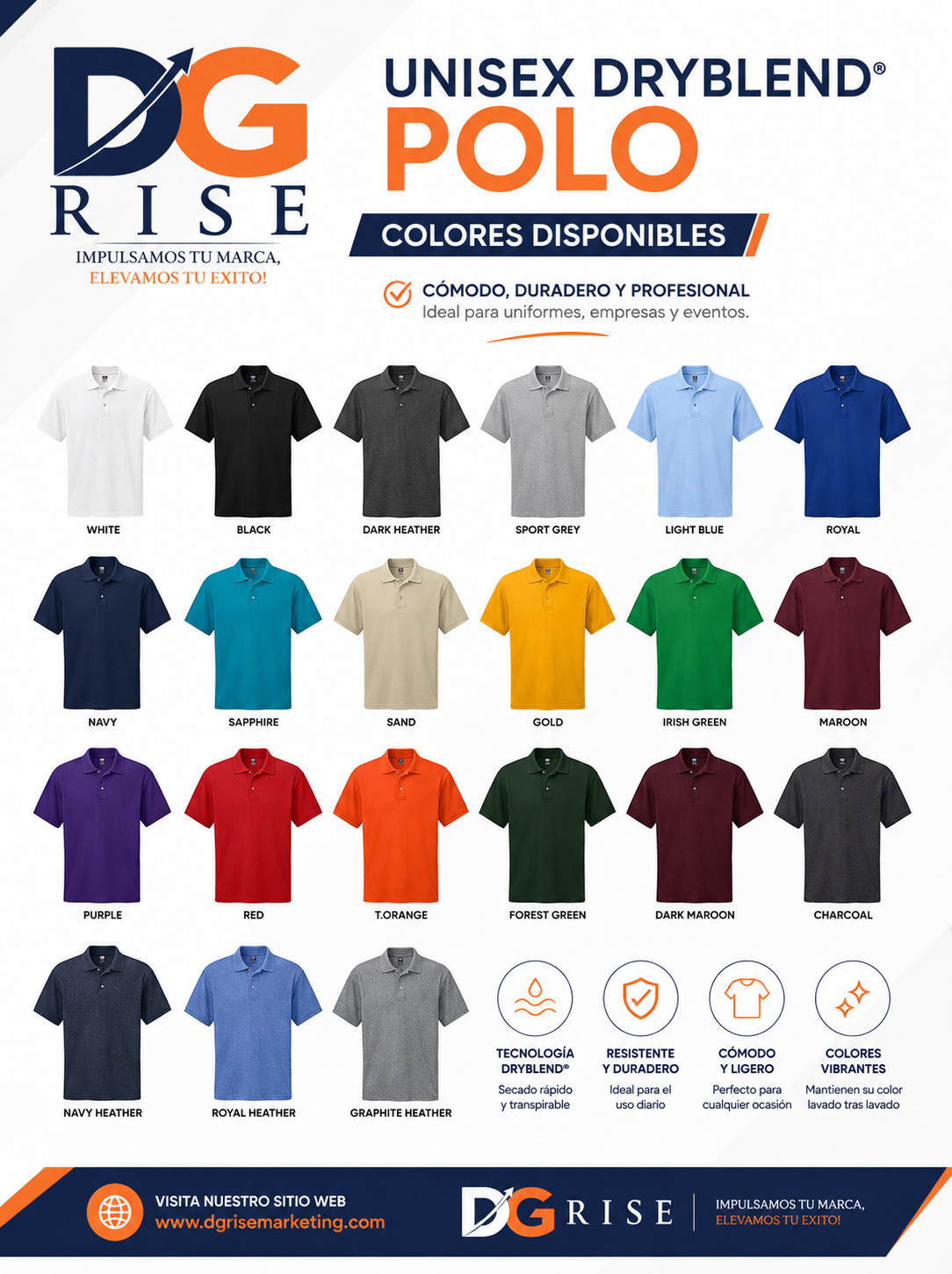 Custom polo — available colors