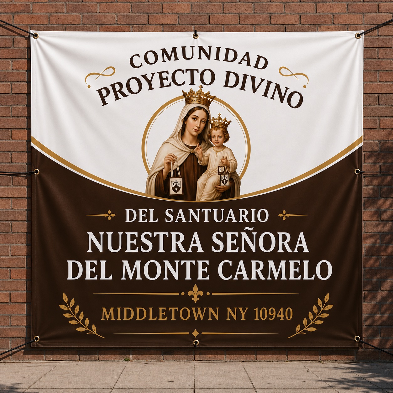 Printed banner for a local community organization